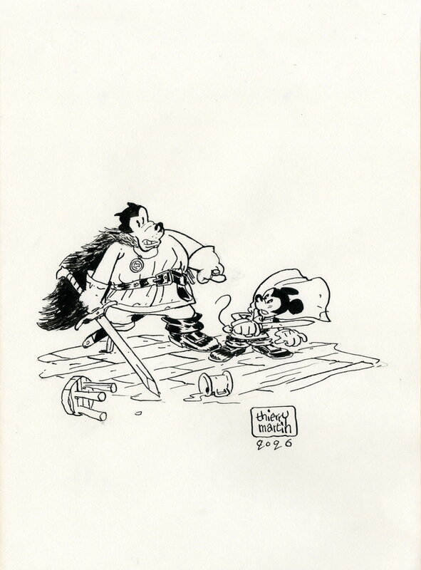For sale - Thierry Martin, Mickey et Pat en garde - Original Illustration