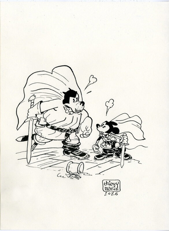 For sale - Thierry Martin, Mickey et Pat face à face - Original Illustration