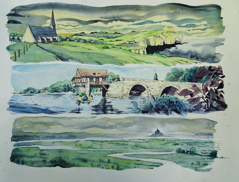 Lucas Landais, Souvenirs de Normandie - Illustration originale
