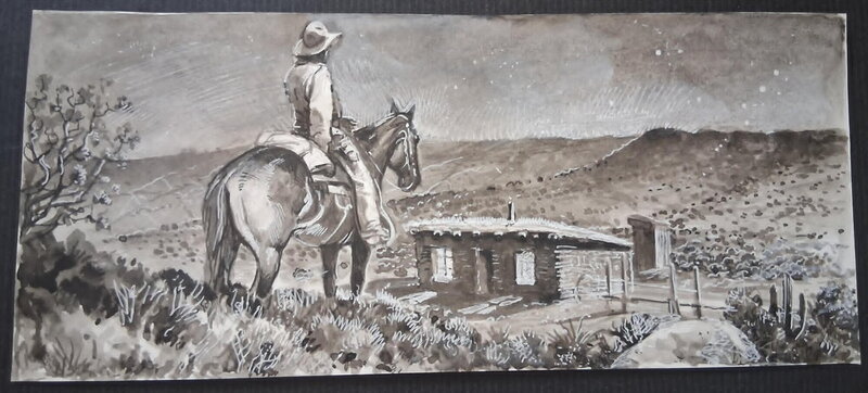 Western scene by Osman Hajdarevic - Original Illustration