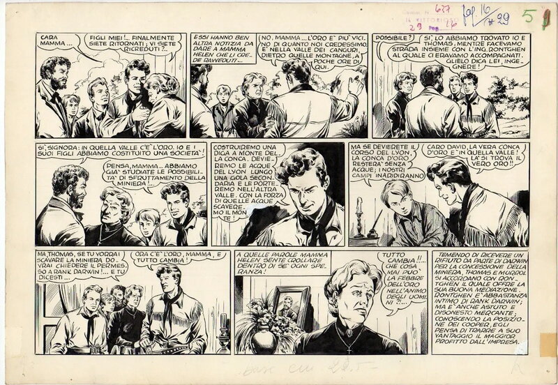 Lina Buffolente, Nella valle dei canguri, planche 16 - Parution dans le n°29 de Il Vittorioso de 1958 - Planche originale