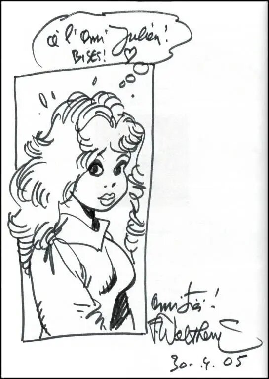 François Walthéry, illustration originale, Rubine ou Natacha aux cheveux longs, 