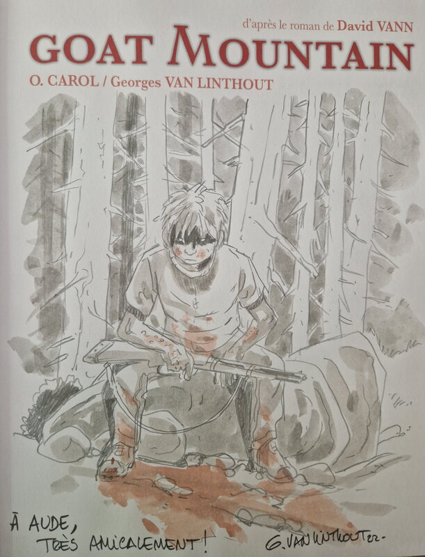 Dédicace de Van Linthout dans Goat Mountain - Sketch