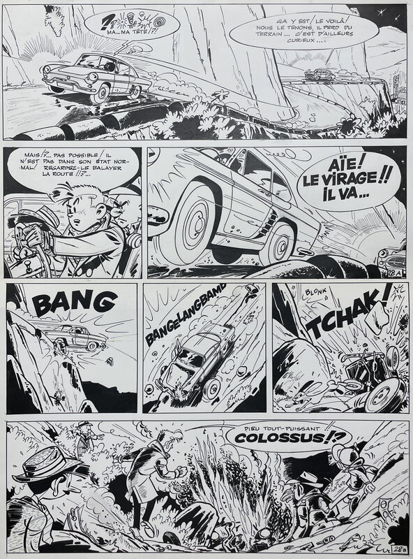 En vente - Greg, 1960 - Rock Derby : les Voleurs de Poupées - Planche originale