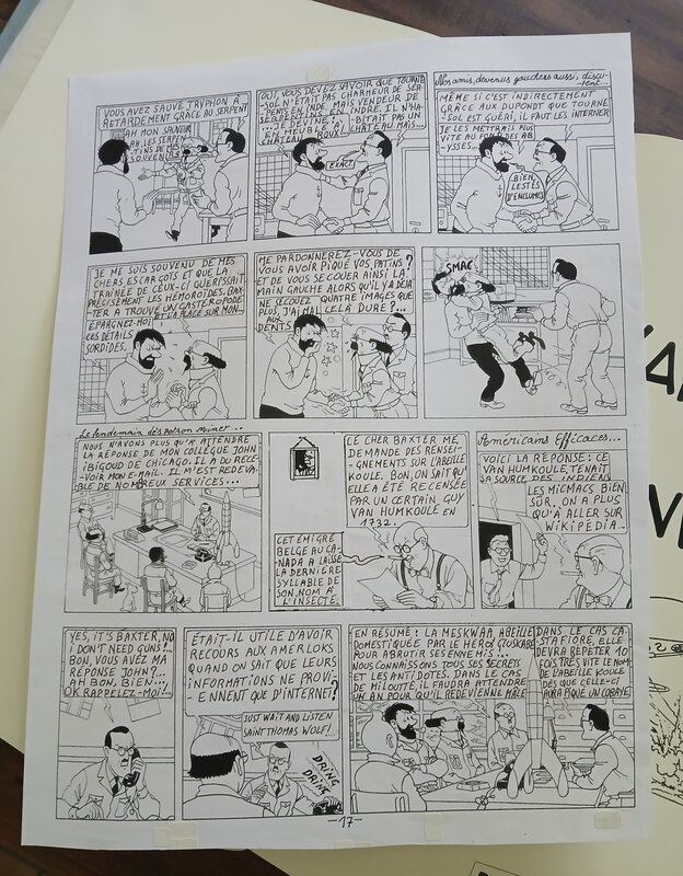 Hergé, Octave R. Jébel, Parodie Tintin - L'affaire à l'envers  - page 17 - Octave R. Jébel - Planche originale