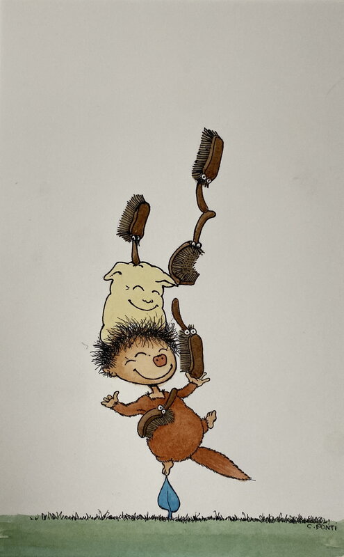 Illustration originale de Claude Ponti - Illustration originale