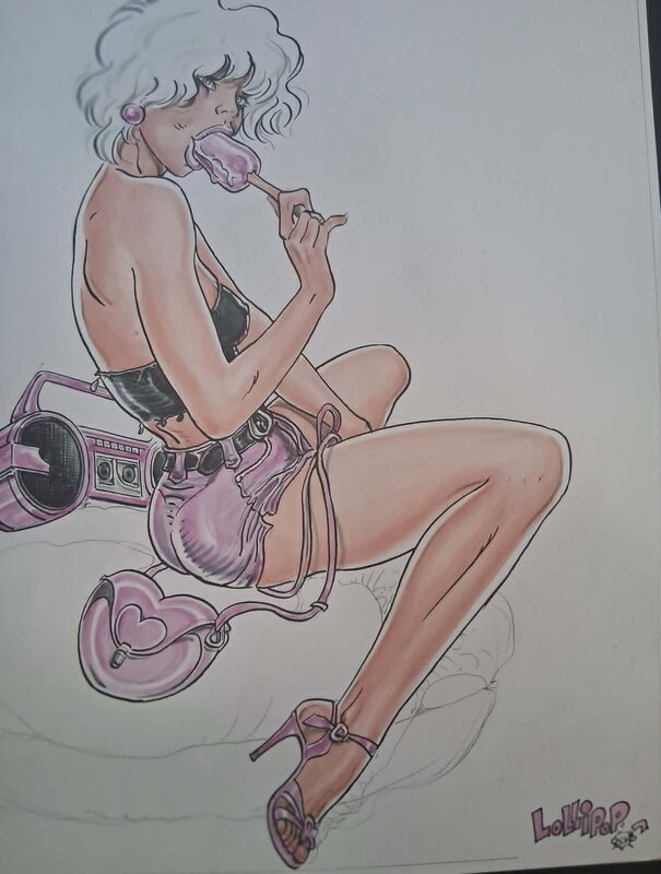 Malik, Sexy pinup Archie Cash (Lollipop) - Illustration originale