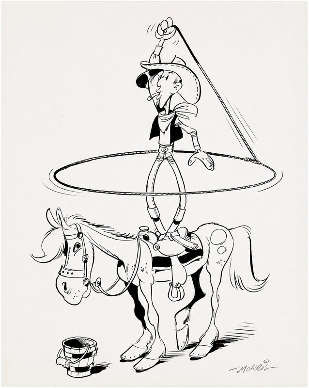 En vente - Morris, 1963 - Lucky Luke et Jolly Jumper - Illustration originale