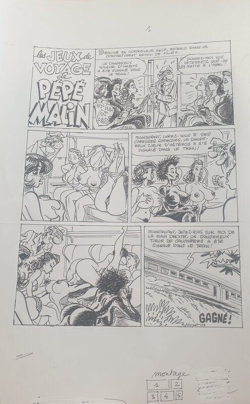 Pépé malin par Hugot - Planche originale