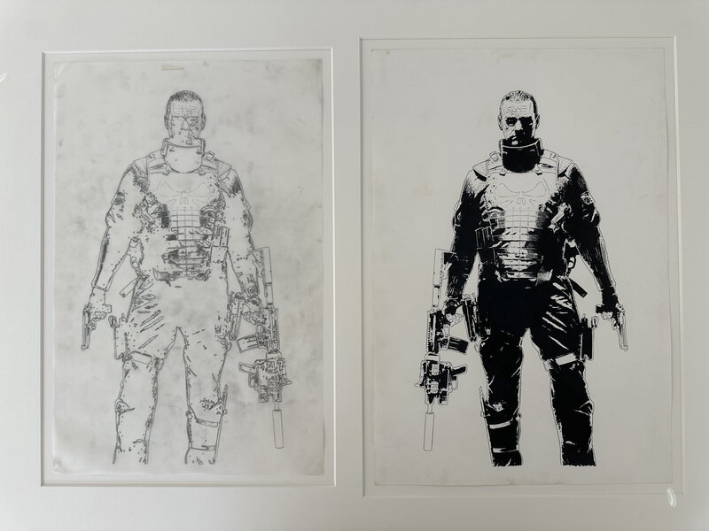 En vente - Tim Bradstreet, Planche Originale +rough Punisher : Warzone Movie teaser Poster-2008 - Couverture originale