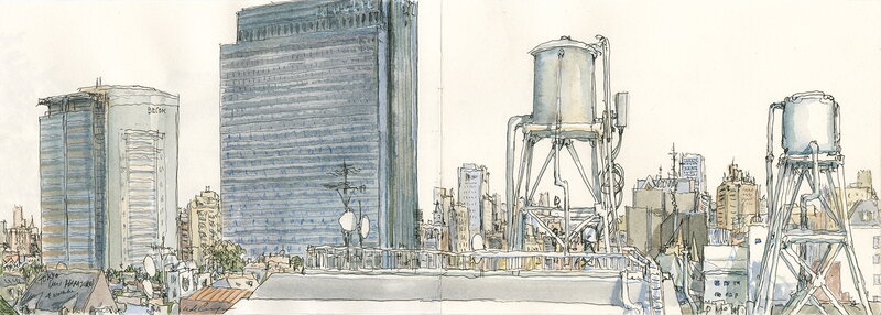 For sale - Nicolas De Crécy, Illustration originale Tokyo, tours de Harajuku, 4 novembre - Original Illustration
