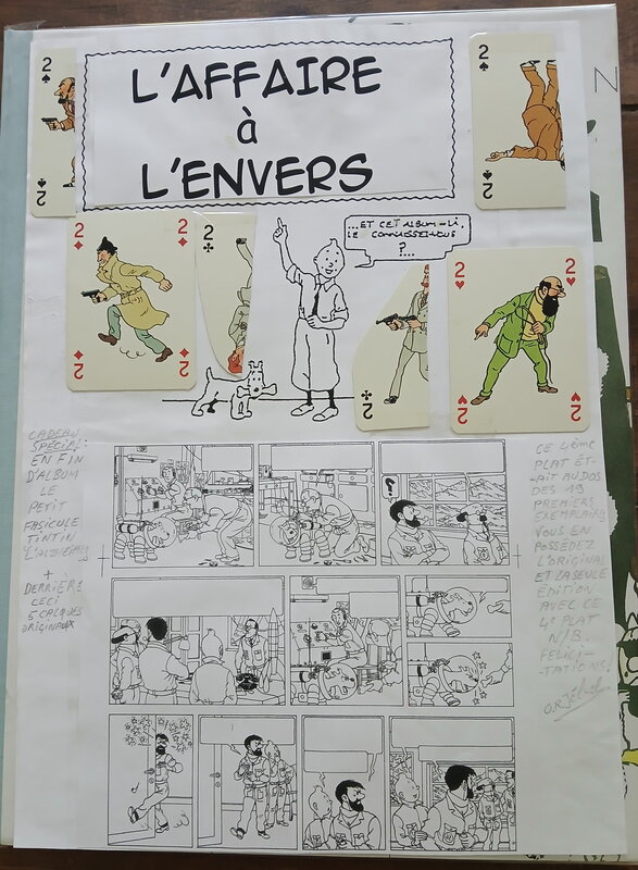 Hergé, Octave R. Jébel, Parodie Tintin - L'affaire à l'envers - original du 4ème plat - Octave R. Jébel - Couverture originale