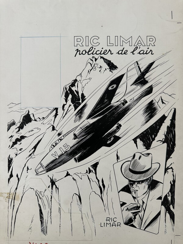 En vente - Auguste Liquois, Couverture Originales Ric Limar, Policier de l'air - IMA N°28 1955 - Planche originale