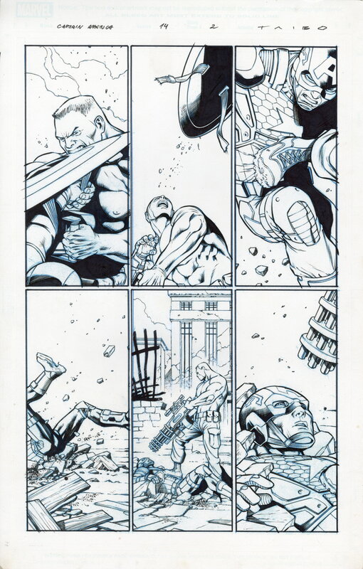 En vente - Mariano Taibo, Carlos Pacheco, Planche originale 2 de l’Issue 14 de Captain America - Planche originale