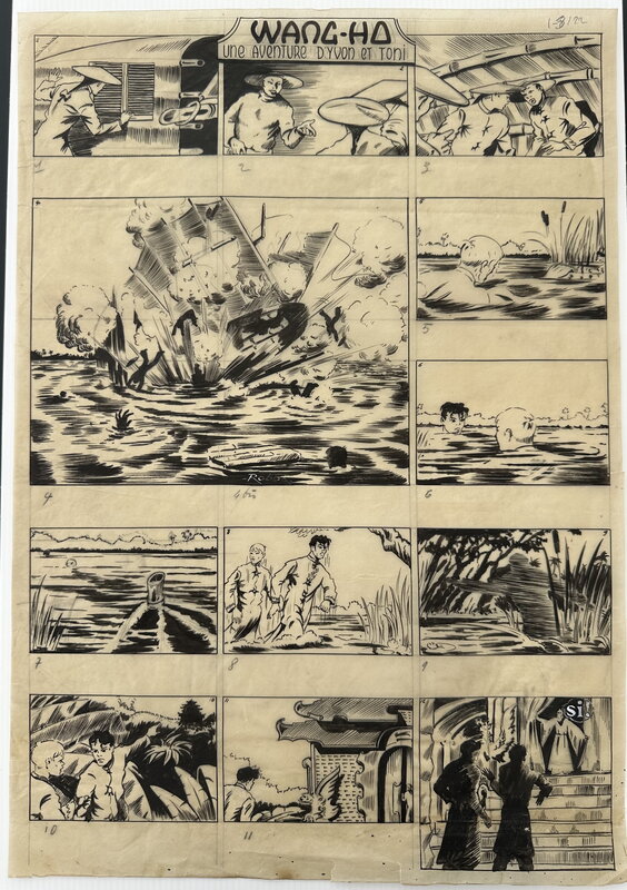 En vente - Robba, Planche Originale Une Aventure d'Yvon et Toni : Wang-Ho 1942 - Planche originale