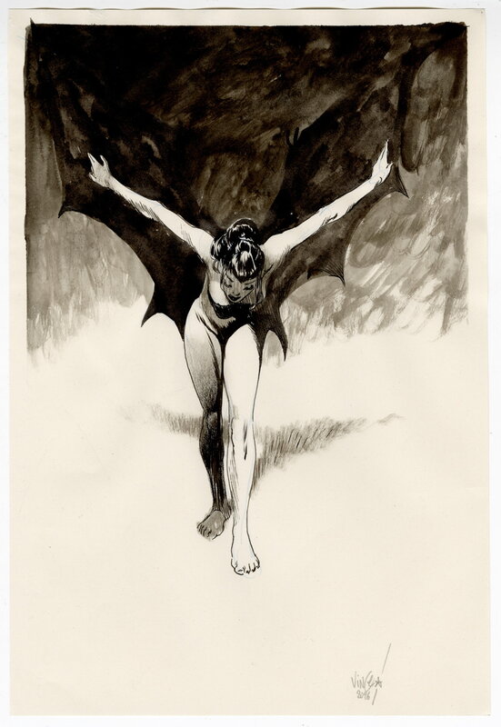 En vente - Vince, Dessin original reproduit dans Nymphes - Illustration originale