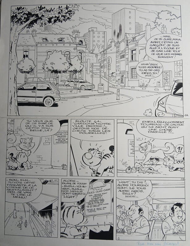 Péral, Stéphane Colman, Stephen Desberg, Jean-Louis Janssens, Billy the Cat - Tome 9 : Monsieur Papa - page 1 - Péral - Planche originale