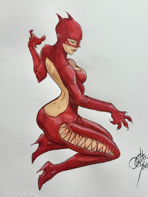 En vente - Sexy Cat woman par Giulio De Vita - Illustration originale