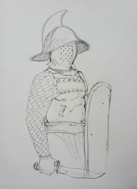 Christian Gine, LES BOUCLIERS DE MARS   T3 SEMIRAMIS - Sketch