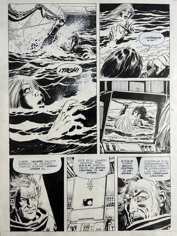 Zanotto, Tagh#5, El inferno, planche nº7, Skorpio#102, 1984. - Planche originale
