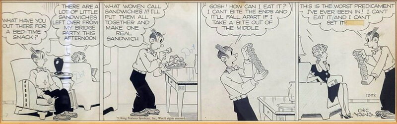 Chic Young, Blondie daily, December 22, 1955 - Planche originale