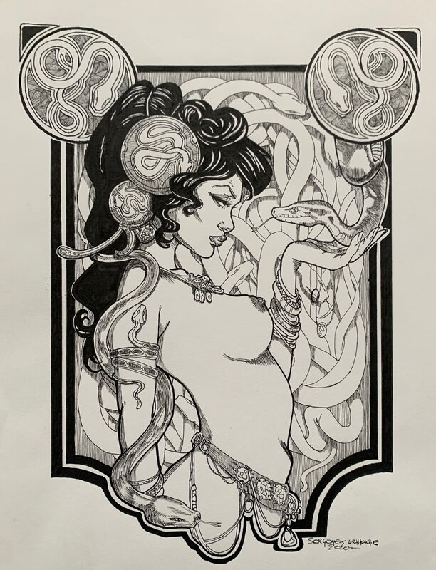 Femme aux serpents par Sorgone et Arhkage - Illustration originale