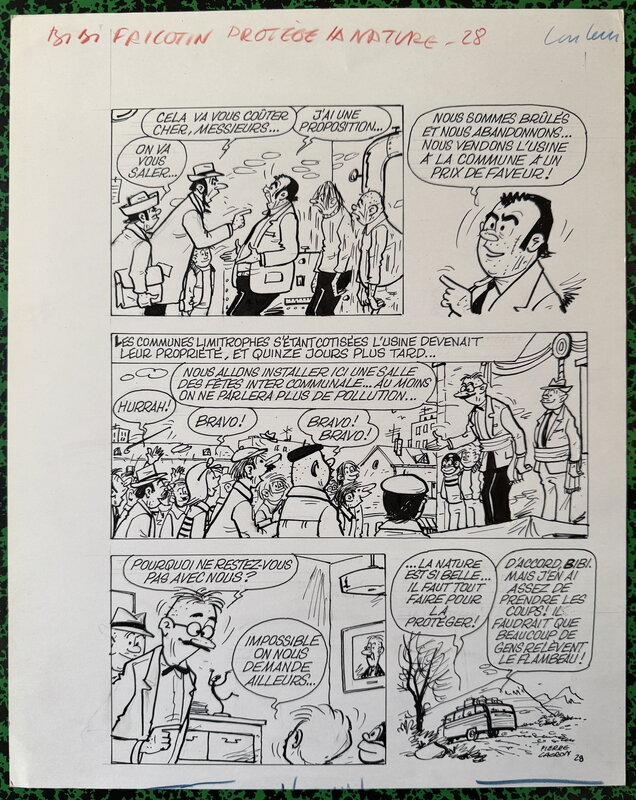En vente - Pierre Lacroix, Bibi Fricotin protege la nature Page 28 - Planche originale