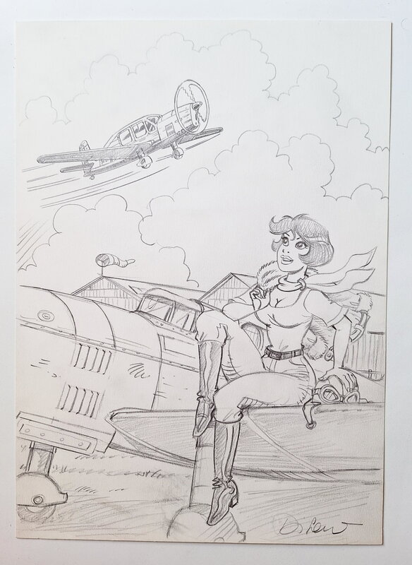 L’aviatrice by Bruno Di Sano - Original Illustration