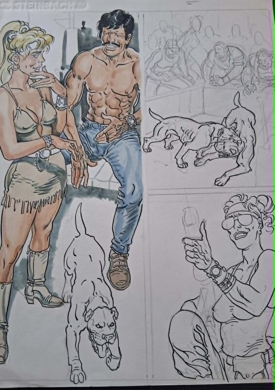 Malik, Archie Cash unfinished page - Illustration originale