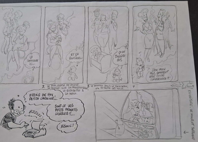 Malik, Cupido(N) sketch for page + extra sketch for one of the panels - Illustration originale