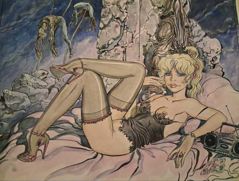 Sexy pinup scene par Malik - Illustration originale