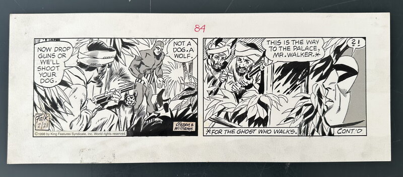 For sale - George Olesen, Keith Williams, Planche Originale The Phantom 1998, signé par Lee Falk King Features Syndicate - Comic Strip