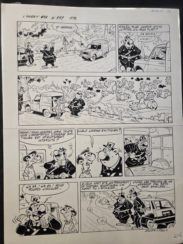 En vente - Daniël Kox, Planche originale agent 212 - Œuvre originale