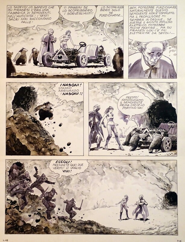 En vente - Milo Manara, Piranèse La Planète Prison pl.16 - Planche originale