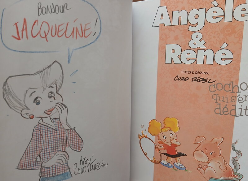 Dédicace Curd Ridel - Angèle & René - Tome 3 : Cochon qui s'en dédit - Dédicace