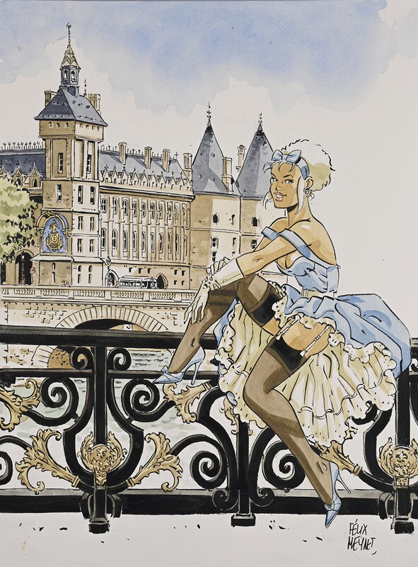 Félix Meynet, Mirabelle à Paris : Le palais de Justice - Illustration originale