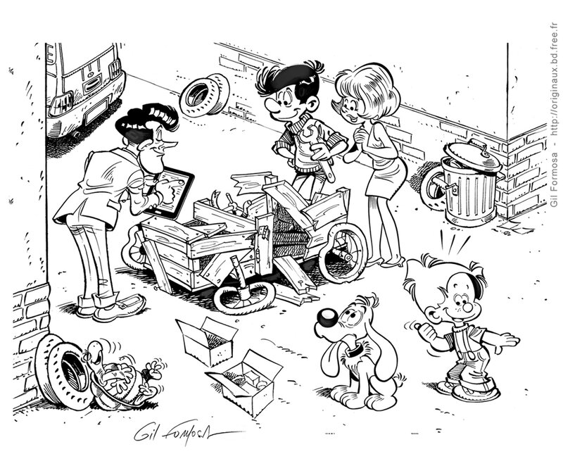 Gil Formosa, Boule et BILL  Assurance - Planche originale