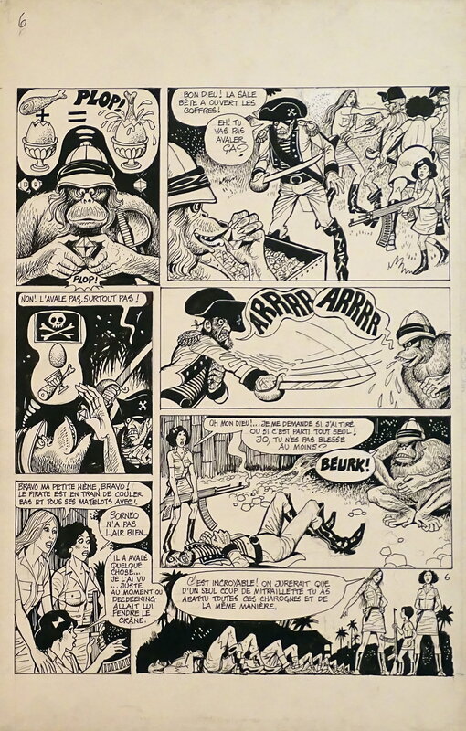 En vente - Georges Pichard, Bornéo Jo Tome 1 pl.6 - Planche originale