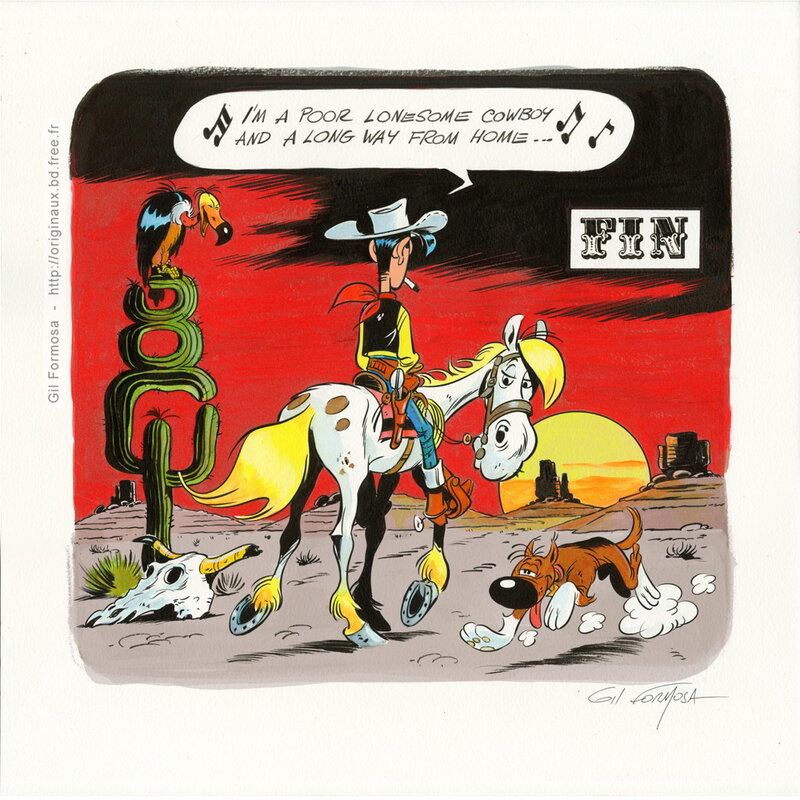 Lucky LUKE -MORRIS par Gil Formosa, Morris - Illustration originale