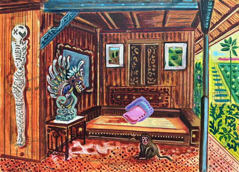 Atak, Maison de Walter Spies, Hôtel Tjampuhan, Ubud, Bali - Illustration originale
