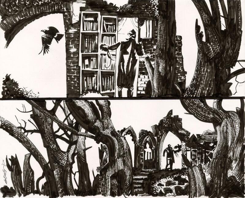 En vente - Dave McKean, Dessin original reproduit dans Raptor - Planche originale