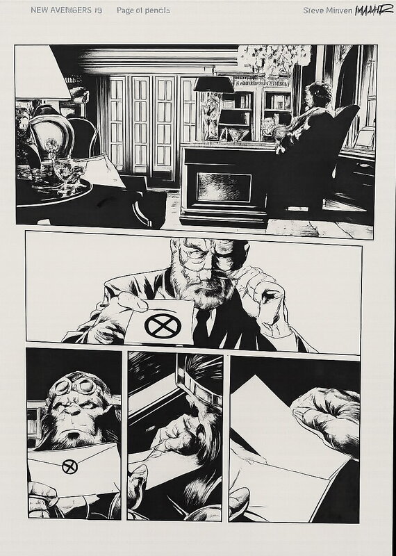Steve Epting & Rick Magyar – New Avengers (2013) #3, Page 1 Original Art – Beast Receives Xavier’s Final Summons - Planche originale