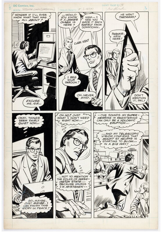 Irv Novick, Joe Giella, Superman Album 11 Story Page 9 Art Original (DC-EHAPA, 1984) - Planche originale