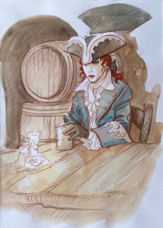 Enrico Marini, Ansea à la taverne, Le Scorpion - Illustration originale