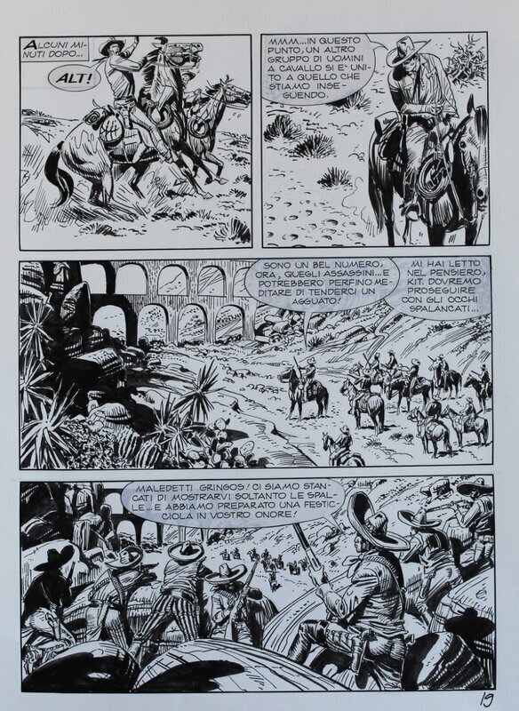 En vente - José Ortiz, antonio segura, Gianluigi Bonelli, Galep, Ortiz, Maxi Tex#8, Il treno Blindato, planche n°19, 2004. - Planche originale