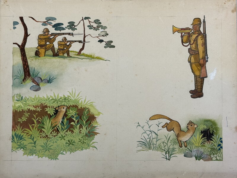 Seiichi Akaski, La Belette – Illustration pour Kodomo no Kuni - Illustration originale