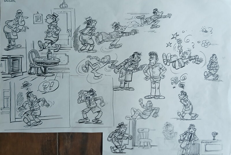 Caryl Strzelecki, Berck, Croquis / études pour la série Sammy (Les gorilles) - Œuvre originale
