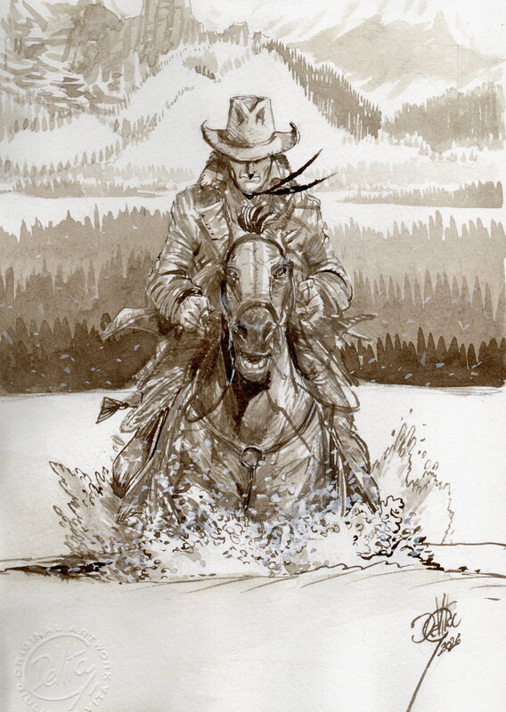 For sale - Snow ride by Giulio De Vita - Original Illustration