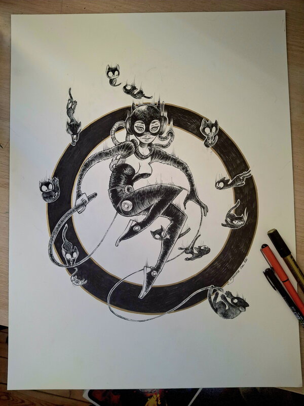 For sale - Jump Catwoman by Ood Serrière - Original Illustration
