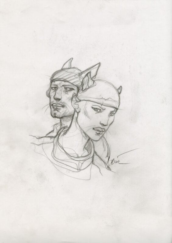 Enki Bilal, Transhumans 2, dessin préparatoire - Œuvre originale